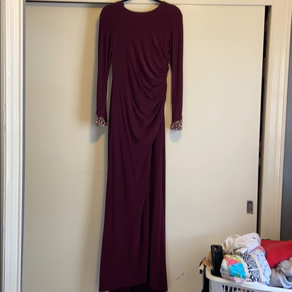Long sleeve burgundy gown